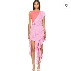 L’academie by Marianna Zita Midi Dress in Purple & Coral